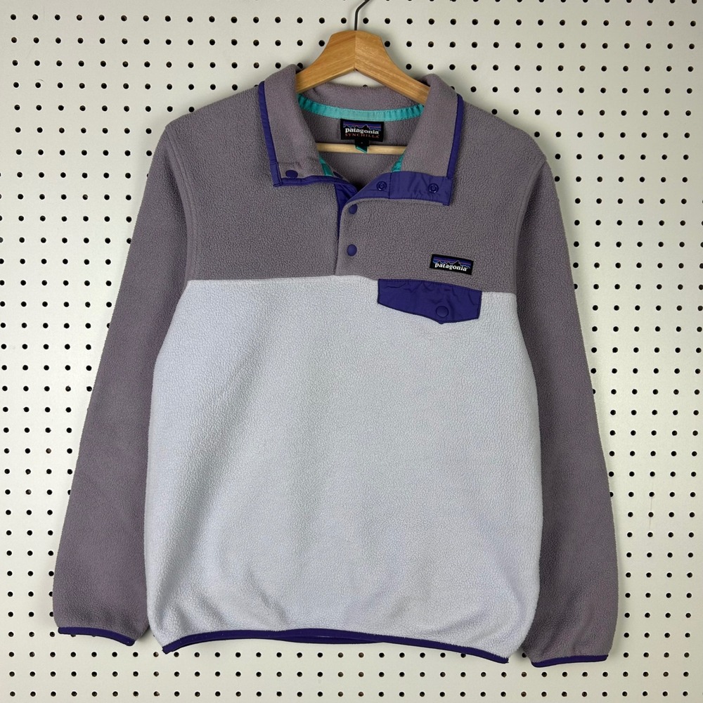 Patagonia Synchilla Snap-T Fleece Pullover Womens Small Gray Purple 25455 FA15